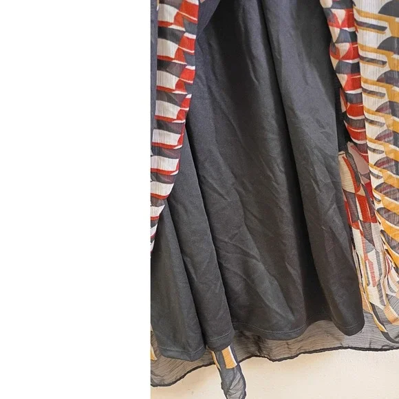 Maison Tara Black Floral Chiffon Tiered Maxi Dress Mock Neck Long Sleeve 16 Boho - Picture 6 of 9